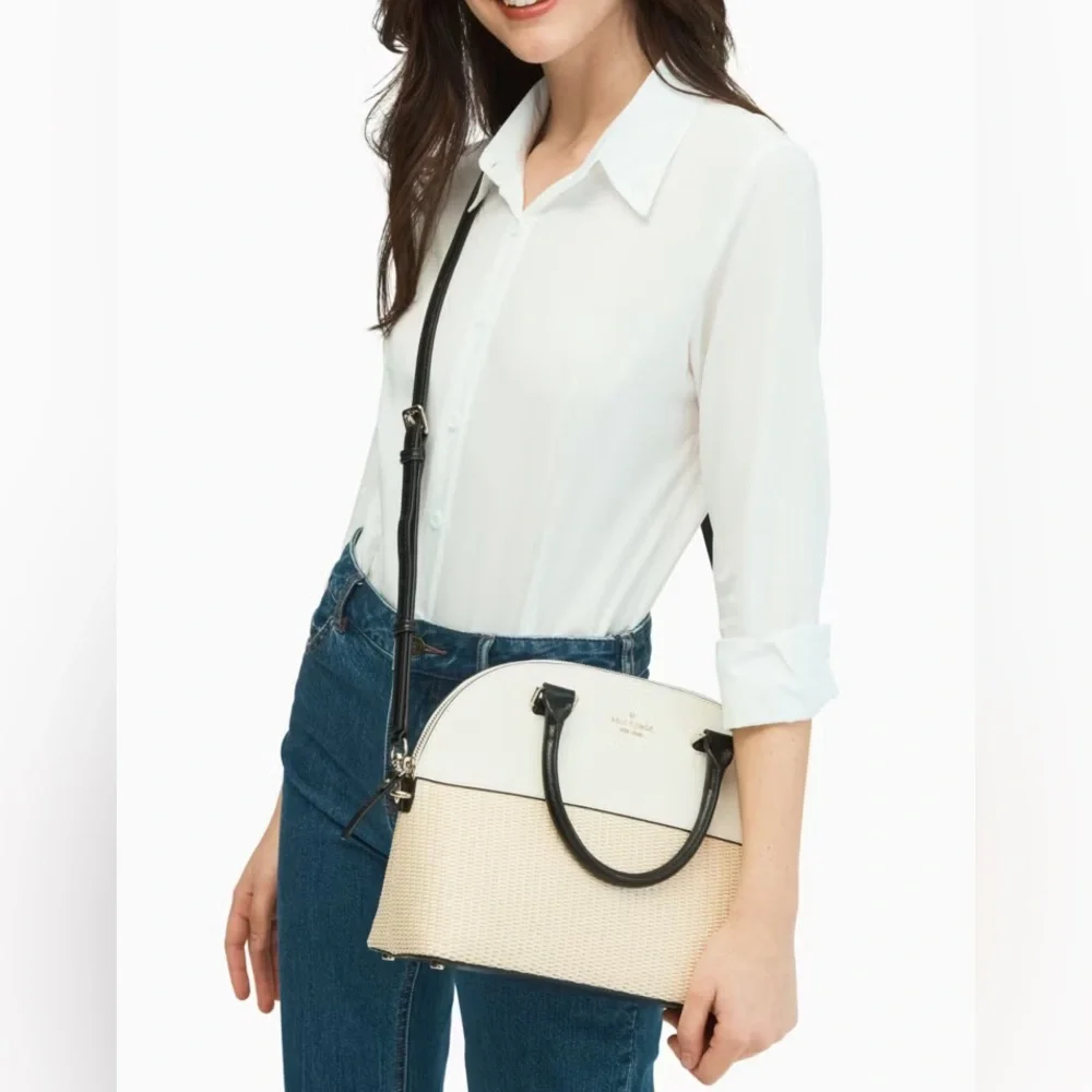 Kate Spade Grove Street mini Straw Carli satchel in beige